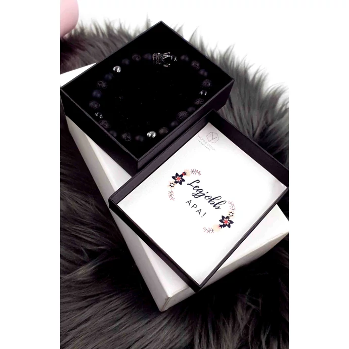 "Legjobb Apa!" díszdobozos ásványkarkötő - korona