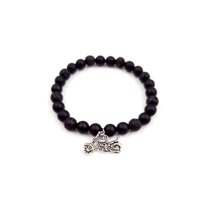 Motor medálos férfi ásványkarkötő