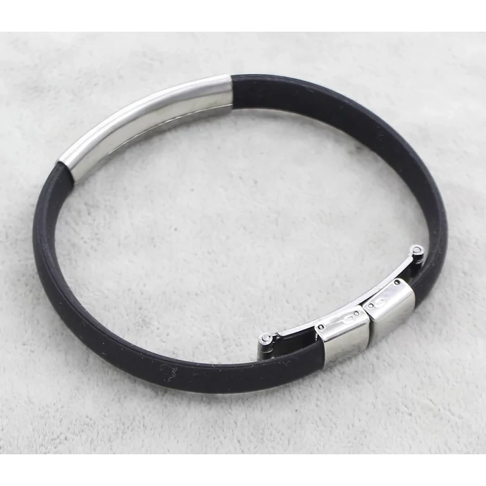 Nemesacél és kaucsuk csatos férfi karkötő_2