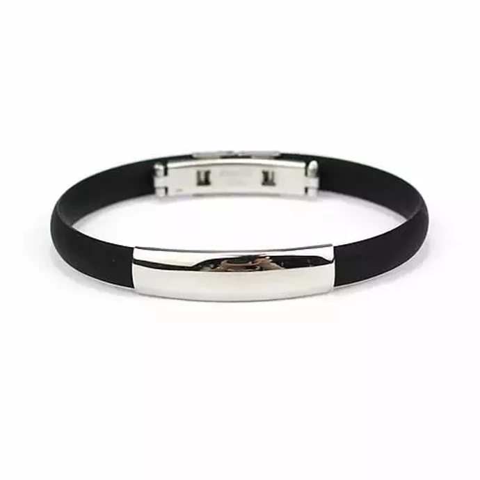 Nemesacél és kaucsuk csatos férfi karkötő 