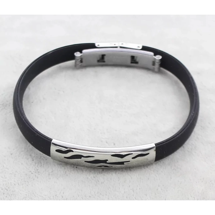 Nemesacél és kaucsuk csatos férfi karkötő "mintás"_1