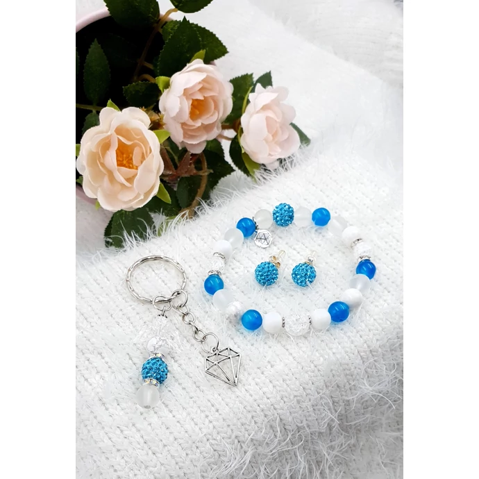 "Blue angyal" ékszerszett, ékszer szett, ajándékötlet, rosegold, kulcstartó ékszerszett, ékszer szett, ajándékötlet, rosegold, kulcstartó, rodonit