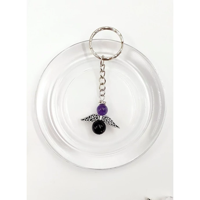 Ametiszt angyal kulcstartó