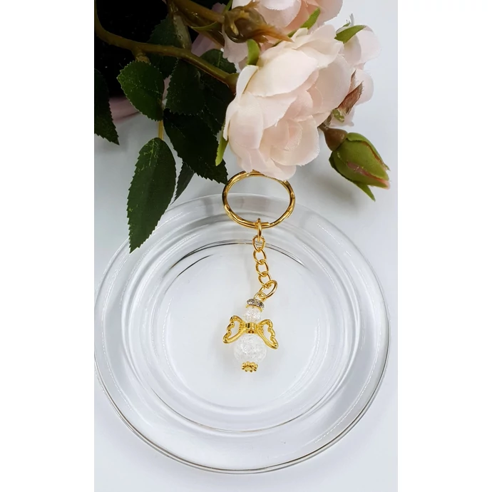 Angyal kulcstartó arany színben