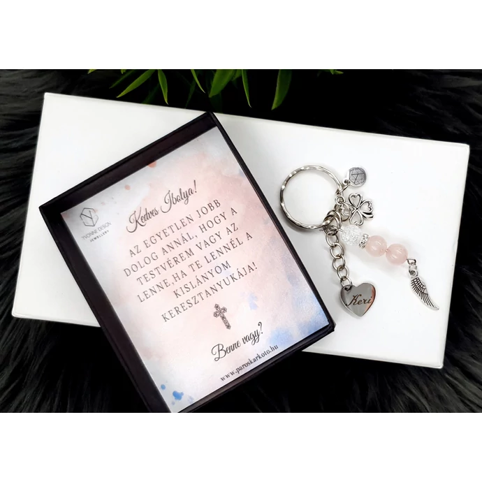Keresztszülő felkérő díszdobozos kulcstartó