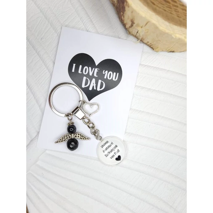 I LOVE YOU DAD angyalkás kulcstartó
