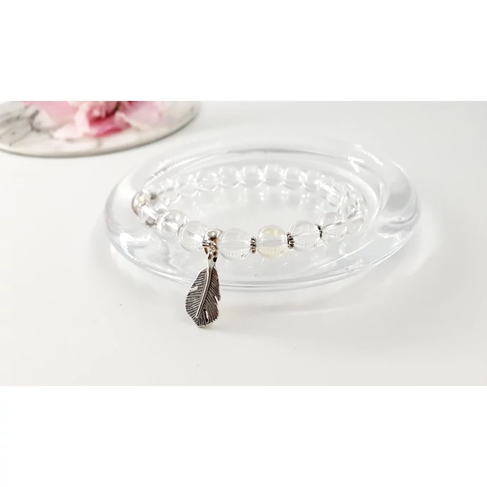 Hegyikristály ásványkarkötő toll medállal toll, toll medál