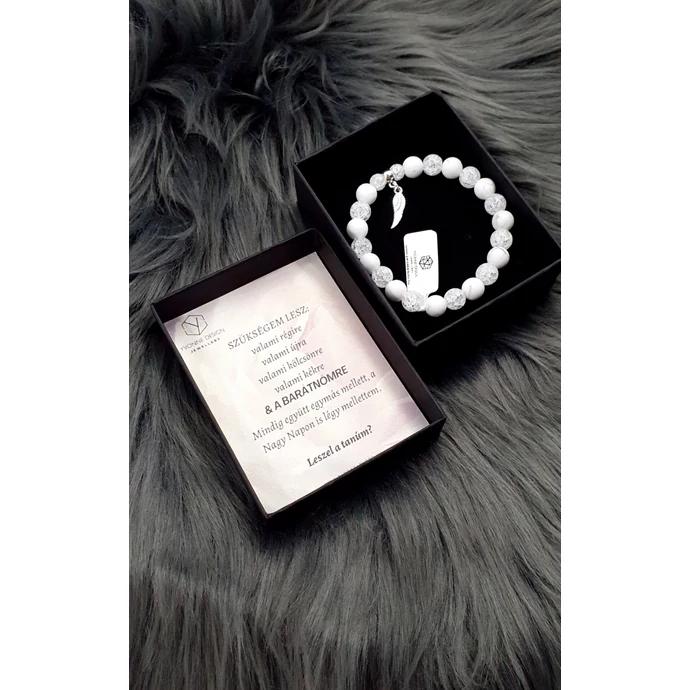 Tanúfelkérő karkötő angyalszárny medállal díszdobozban személyes ajándék, tanú, tanú felkérő, díszdobozos ajándék