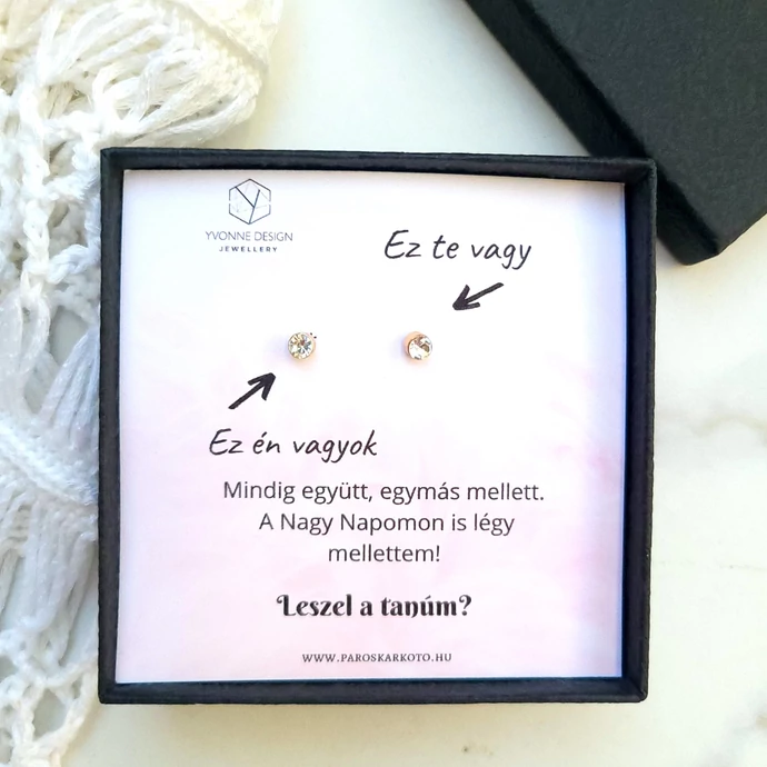 Tanú felkérő ajándék fülbevaló "Johanna" tanú tanú felkérő, esküvő