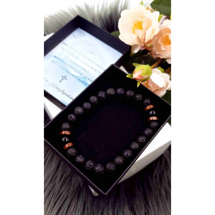 Keresztapa felkérő díszdobozos ásványkarkötő 