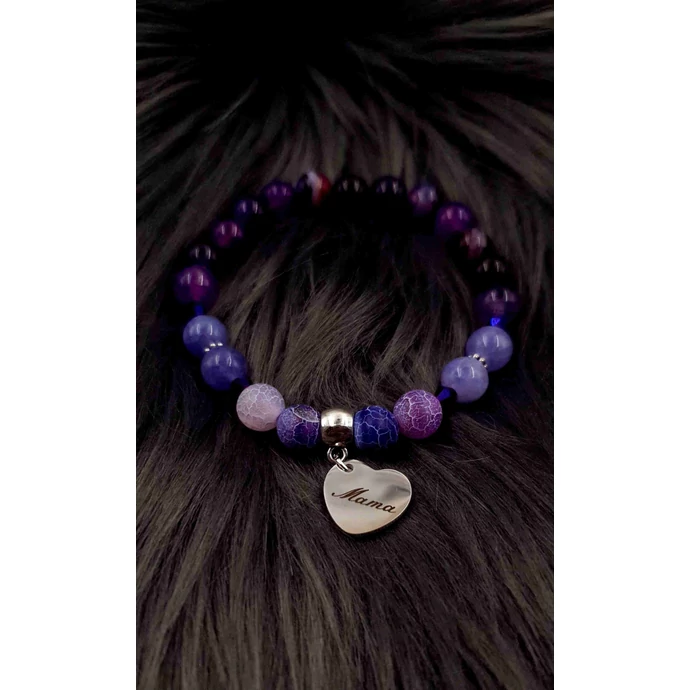 "Mama" medálos ásványkarkötő "lila"