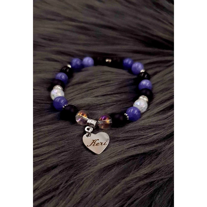 Keri medálos ásványkarkötő "lila"