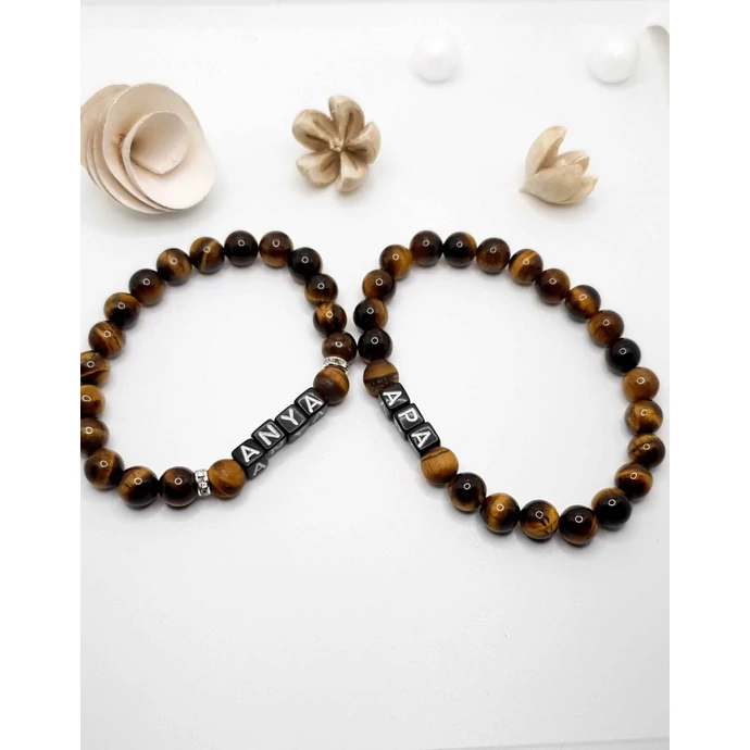 Anya - Apa tigrisszem ásványkarkötőpár