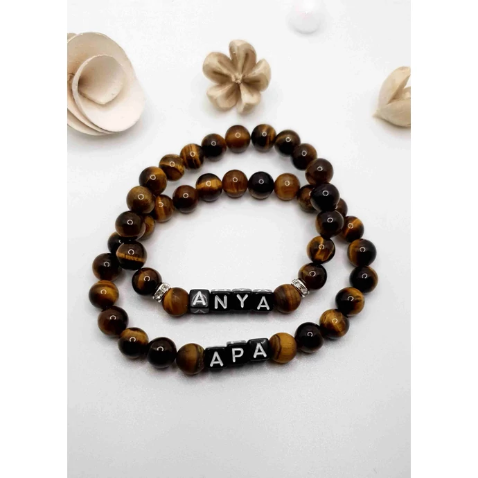 Anya - Apa tigrisszem ásványkarkötőpár