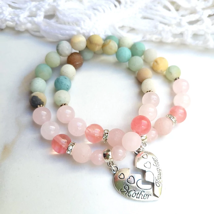 Mom &amp; Daughter amazonit Anya-Lánya karkötőpár