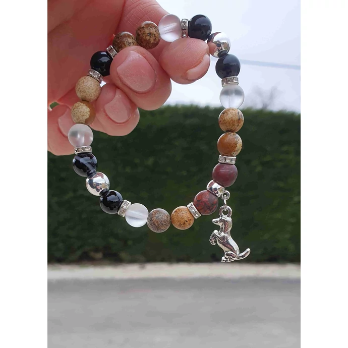 Tacskó medálos képjáspis ásványkarkötő