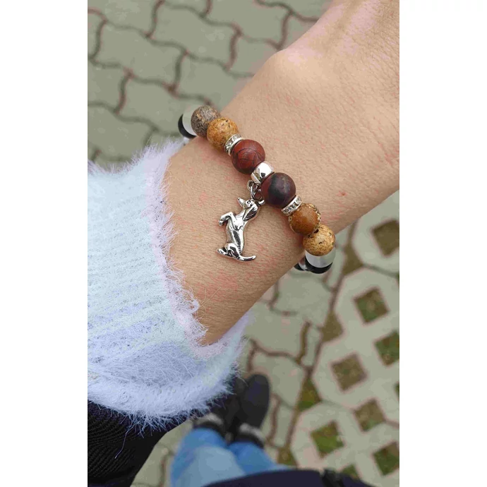 Tacskó medálos képjáspis ásványkarkötő