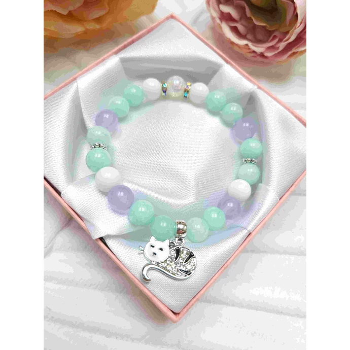   Cica charm ásványkarkötő