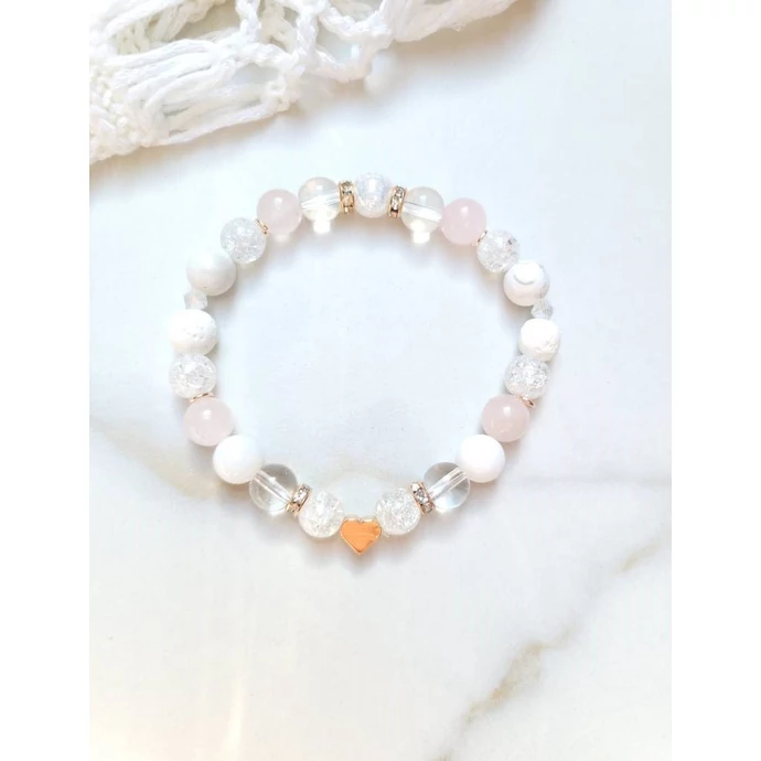 &quot;Rosegold&quot; szívecskés ásványkarkötő
