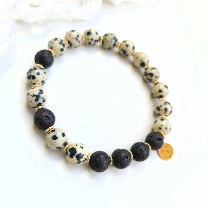 Yvonne Design dalmatajáspis ásványkarkötő - gold