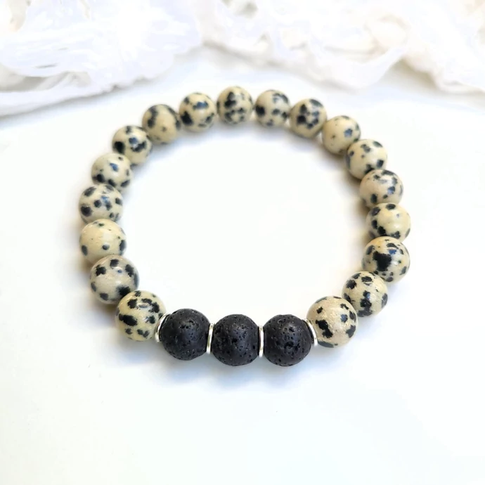 Yvonne Design dalmatajáspis ásványkarkötő - ezüst