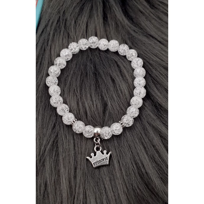 Álomszép "Princess" korona medálkás lányka ásványkarkötő_1