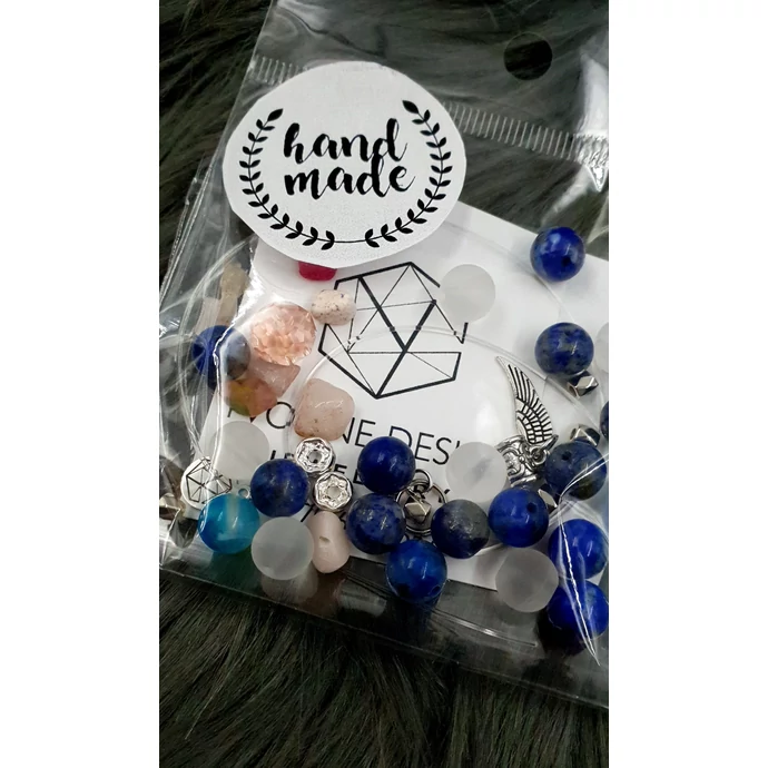 "Hand made" csomag kék-áttetsző hand made, hand made csomag, csináld magad, saját ékszer
