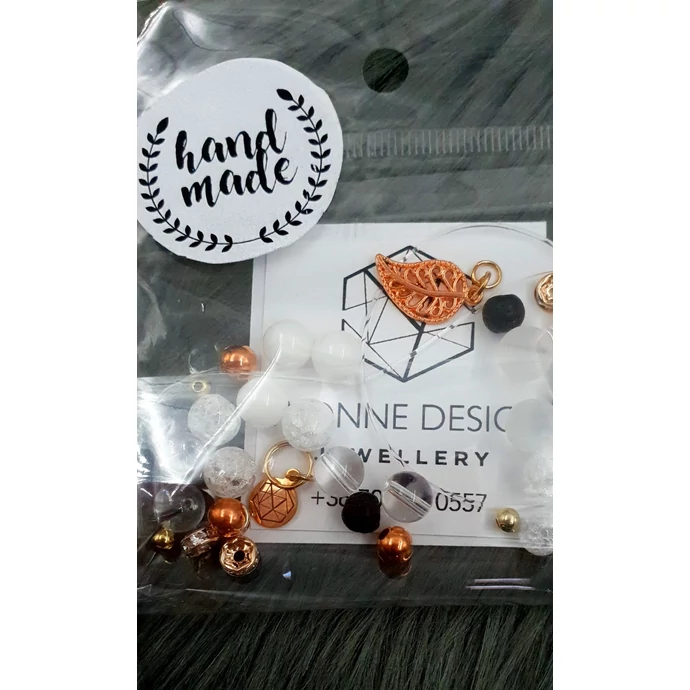 "Hand made" csomag rosegold levél hand made, hand made csomag, csináld magad, saját ékszer