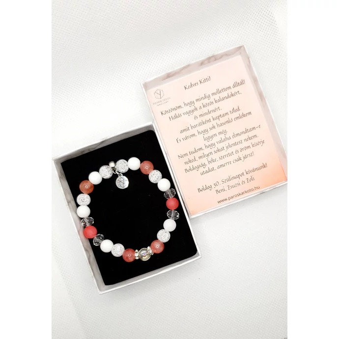 Díszdobozos személyes ajándék jade kristálykarkötővel