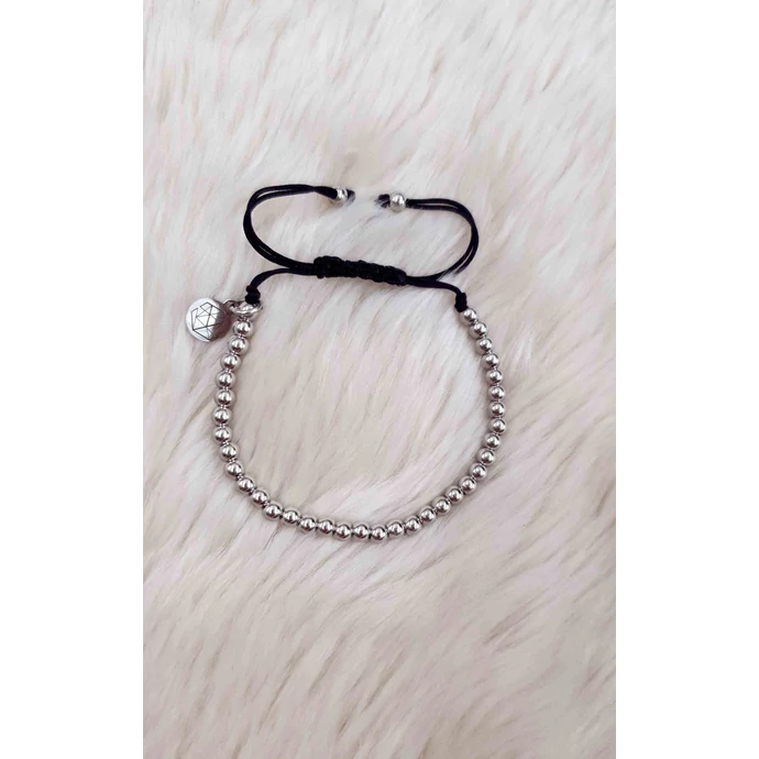 Ezüst apró gyöngyös zsinor karkötő