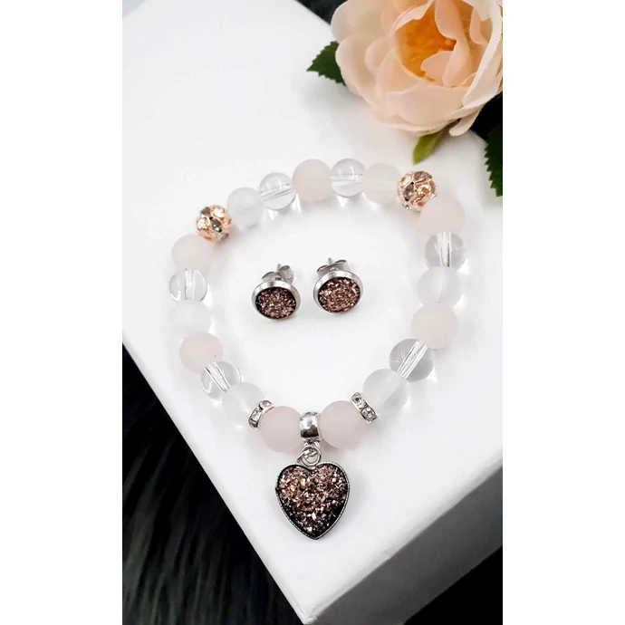 Druzy ásványékszer szett "barna"