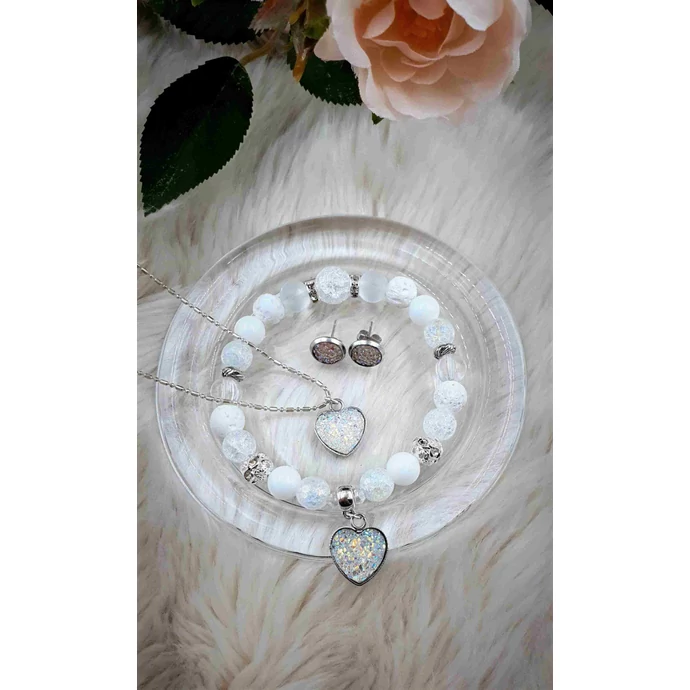 Druzy ásványékszer szett ,snow