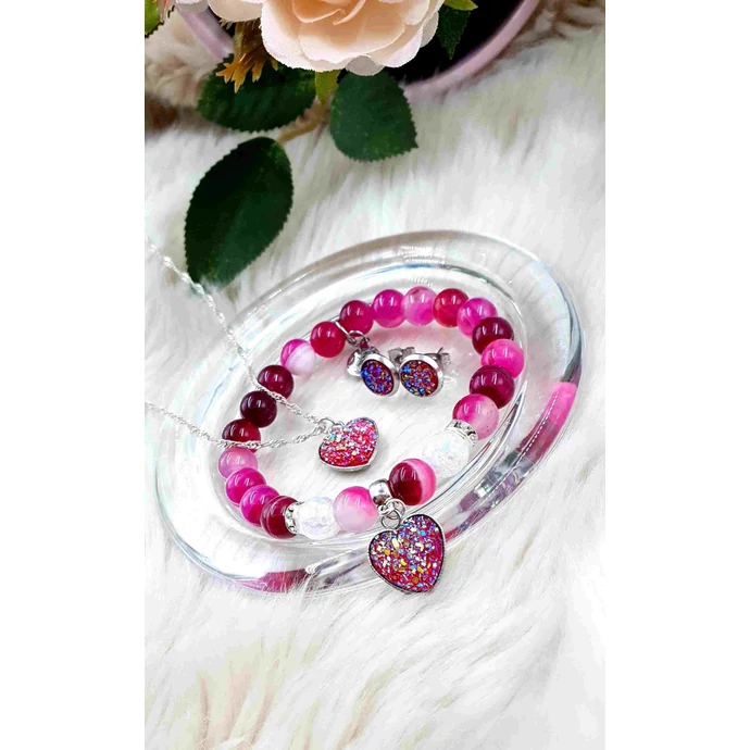 Druzy ásványékszer szett "pink"