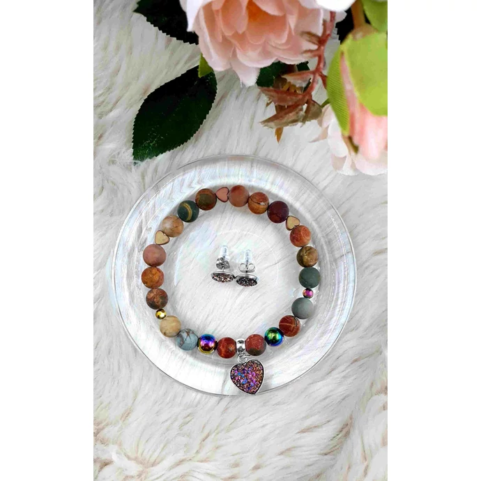 Druzy ásványékszer szett jáspis