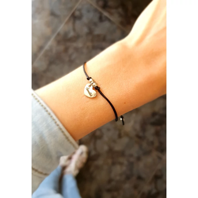 Gravírozott "Szeretlek" feliratos zsinór karkötő _1