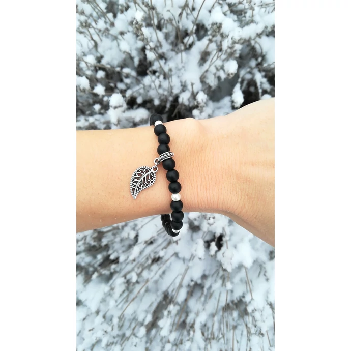 Paisley mintás medál ónix karkötő