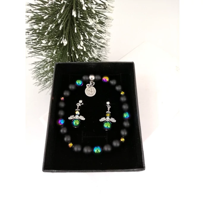 "Szivárvány hematit angyal" ékszerszett