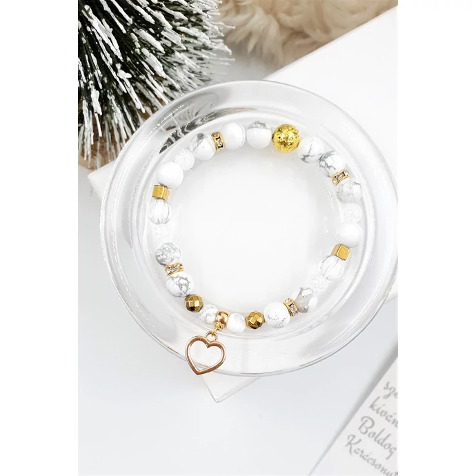 Szívecske medálos howlit kristálykarkötő