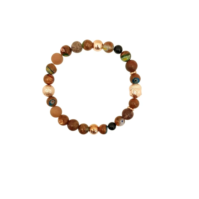 Rosegold buddha fejes homokkő ásványkarkötő