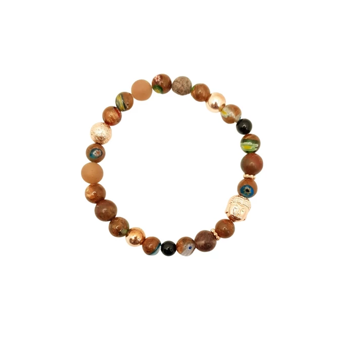 Rosegold buddha fejes homokkő ásványkarkötő