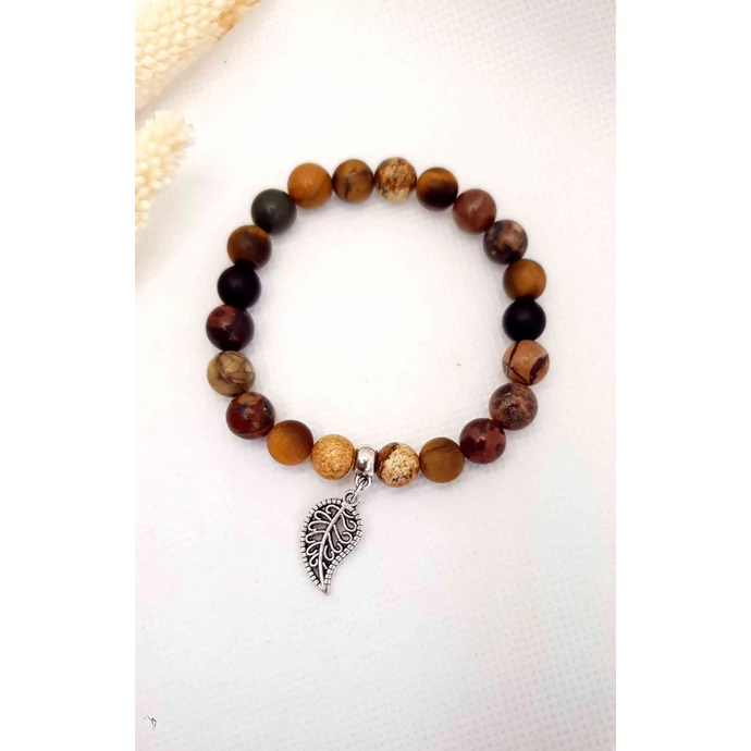 Levél medálos ásványkarkötő