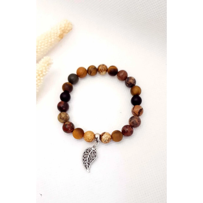 Levél medálos ásványkarkötő