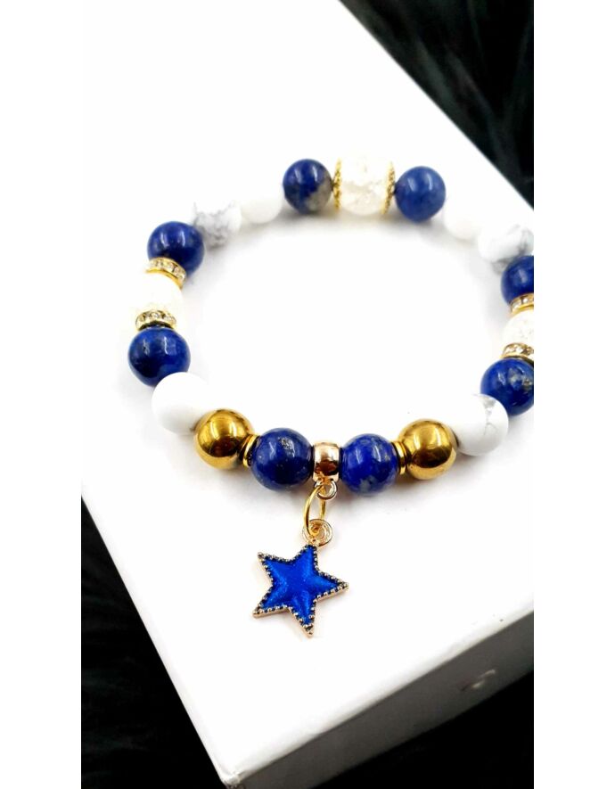 Kék csillag medálkás ásványkarkötő